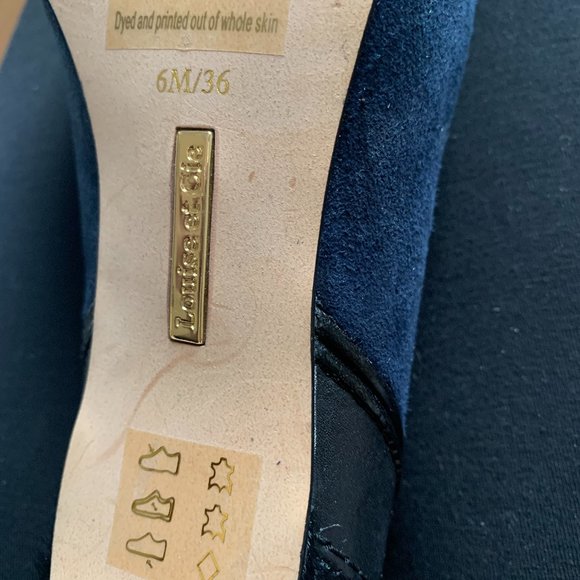 Navy blue booties/sandals, heel, size 6.5 - Picture 6 of 11